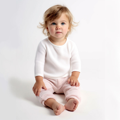 儿童春夏季V领T恤针织纯色套头